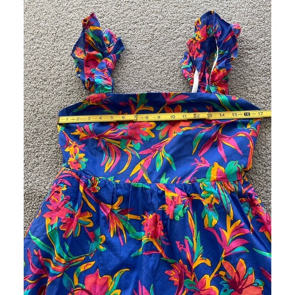 J Crew Women Dress Square Neck Midi Blue Cotton Preppy Floral Boho Size 8 NWT - Picture 13 of 16